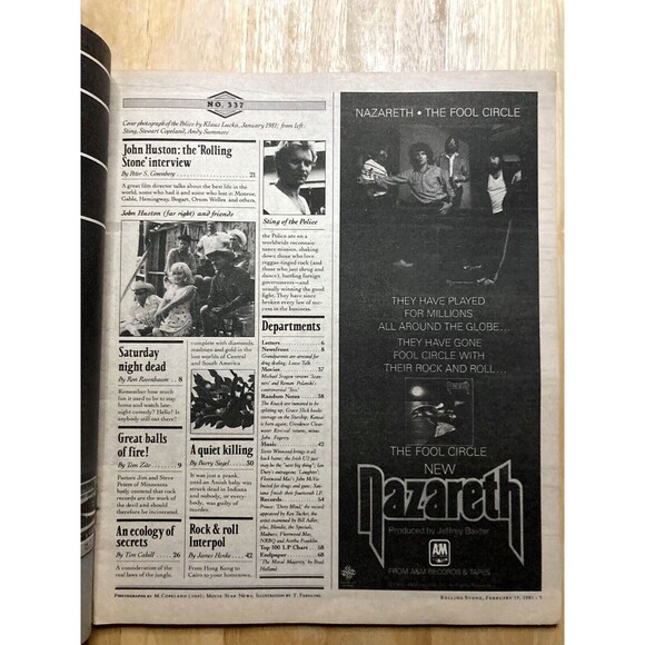 Rolling Stone Magazine No. 337 • The Police • Feb 1981 • John Huston - Picture 2 of 8
